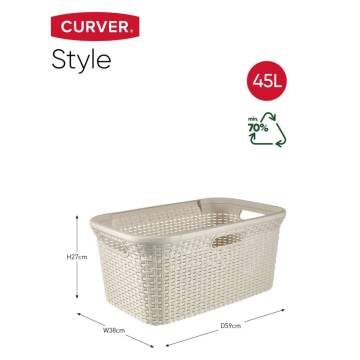 Curver Laundry Basket 45L Vintage White | Stylish & Durable