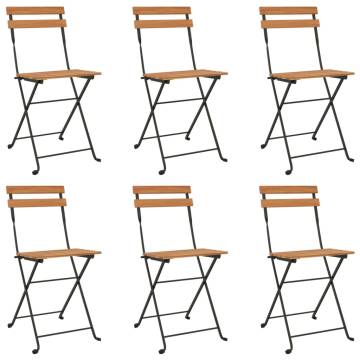 Folding Bistro Chairs 6 pcs - Solid Teak & Steel | Hipo Market