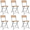 Folding Bistro Chairs 6 pcs - Solid Teak & Steel | Hipo Market