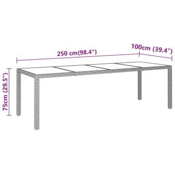 Stylish Garden Table 250x100 cm - Tempered Glass & Poly Rattan