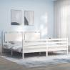 Bed Frame with Headboard White 200x200 cm Solid Wood Colour white Size 200 x 200 cm 