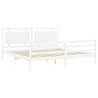 Stylish White Bed Frame with Headboard - 200x200 cm Solid Wood