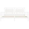 Stylish White Bed Frame with Headboard - 200x200 cm Solid Wood