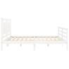 Stylish White Bed Frame with Headboard - 200x200 cm Solid Wood