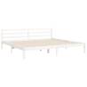 Stylish White Bed Frame with Headboard - 200x200 cm Solid Wood