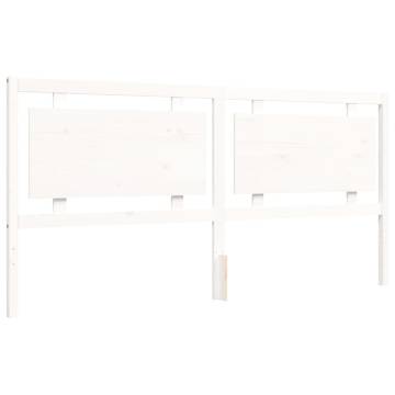 Stylish White Bed Frame with Headboard - 200x200 cm Solid Wood