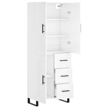 Stylish Highboard High Gloss White - 69.5x34x180 cm