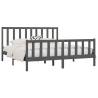 Grey Solid Wood Bed Frame 200x200 cm - Timeless Design