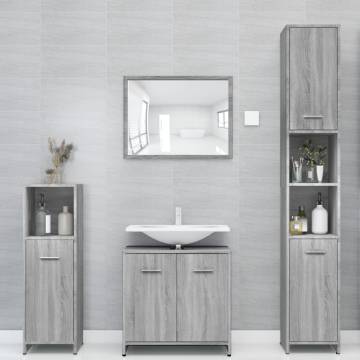 Bathroom Cabinet Grey Sonoma 30x30x183.5 cm - Stylish Storage