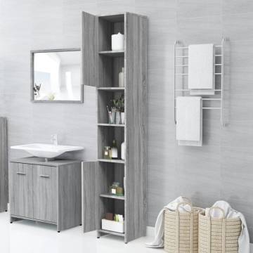 Bathroom Cabinet Grey Sonoma 30x30x183.5 cm - Stylish Storage