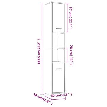 Bathroom Cabinet Grey Sonoma 30x30x183.5 cm - Stylish Storage