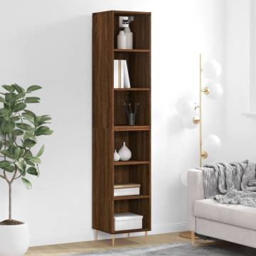 Elegant Highboard in Brown Oak - 34.5x32.5x180 cm