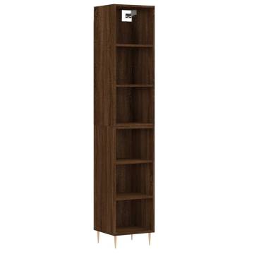 Elegant Highboard in Brown Oak - 34.5x32.5x180 cm