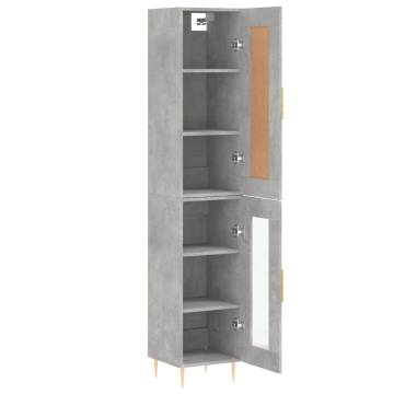 Stylish Highboard in Concrete Grey - 34.5x34x180 cm