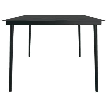 Garden Dining Table Black 200x100 cm - Steel & Glass | HipoMarket