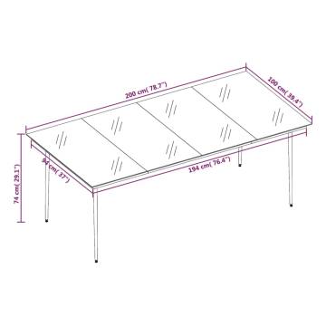 Garden Dining Table Black 200x100 cm - Steel & Glass | HipoMarket