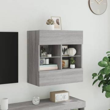 TV Wall Cabinet with LED Lights - Grey Sonoma 58.5x30x60.5 cm