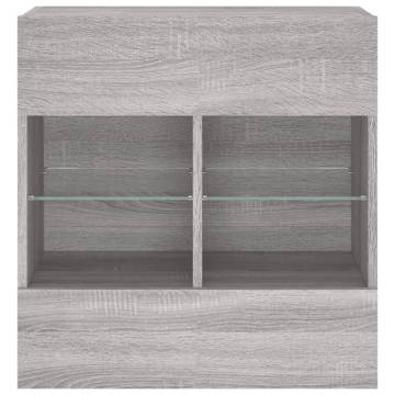 TV Wall Cabinet with LED Lights - Grey Sonoma 58.5x30x60.5 cm