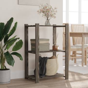 3-Tier Storage Rack Grey - Solid Pine Wood | Hipomarket UK