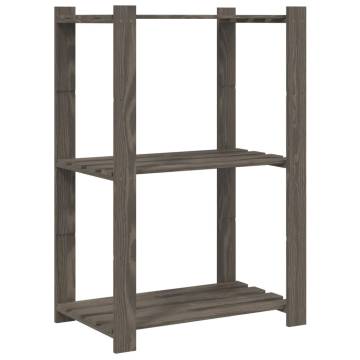 3-Tier Storage Rack Grey - Solid Pine Wood | Hipomarket UK