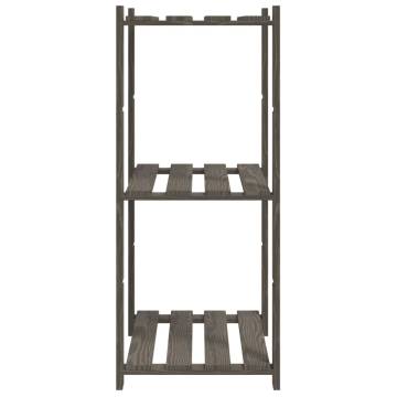 3-Tier Storage Rack Grey - Solid Pine Wood | Hipomarket UK