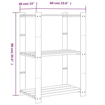 3-Tier Storage Rack Grey - Solid Pine Wood | Hipomarket UK