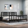 Bed Frame with Headboard Black 200x200 cm Solid Wood Colour black Size 200 x 200 cm 