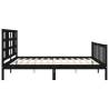 Black Bed Frame with Headboard 200x200 cm - Solid Pinewood