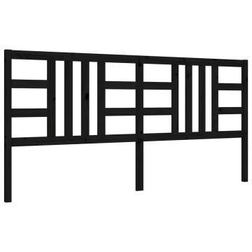 Black Bed Frame with Headboard 200x200 cm - Solid Pinewood