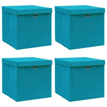 Storage Boxes with Lids | 4 pcs Baby Blue - 32x32 cm