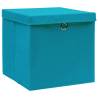 Storage Boxes with Lids | 4 pcs Baby Blue - 32x32 cm