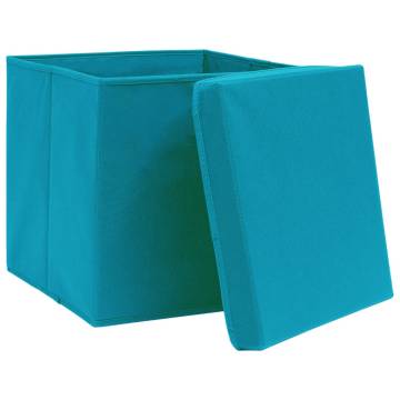 Storage Boxes with Lids | 4 pcs Baby Blue - 32x32 cm