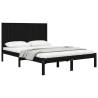 Black Solid Wood Pine Bed Frame 140x200 cm - Hipomarket