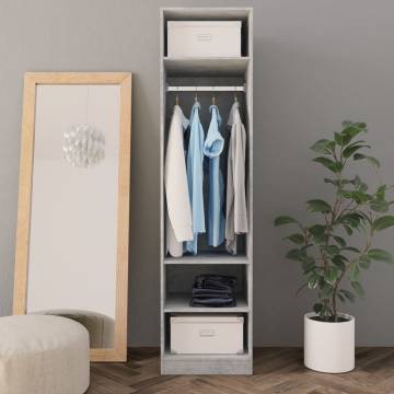 Stylish Concrete Grey Wardrobe - 50x50x200 cm Engineered Wood