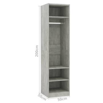 Stylish Concrete Grey Wardrobe - 50x50x200 cm Engineered Wood