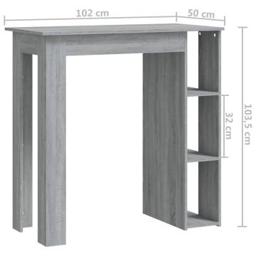 Bar Table with Shelf Grey Sonoma - Stylish & Space-Saving