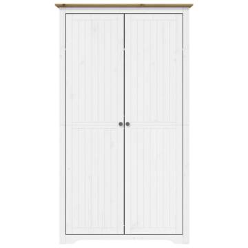 Wardrobe BODO: Classic White & Brown Solid Pine, 101x52x176.5 cm