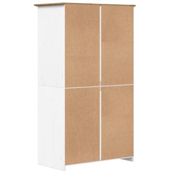 Wardrobe BODO: Classic White & Brown Solid Pine, 101x52x176.5 cm