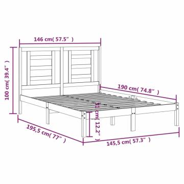 Black Solid Wood Pine Bed Frame 140x190 cm | Hipo Market