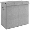 Foldable Laundry Hamper - Grey Faux Linen Fabric | Hipomarket UK