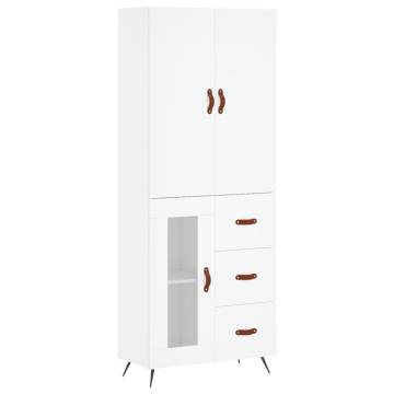 Stylish Highboard White 69.5x34x180 cm - Engineered Wood