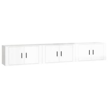 High Gloss White Wall-Mounted TV Cabinets - 3 pcs | HipoMarket