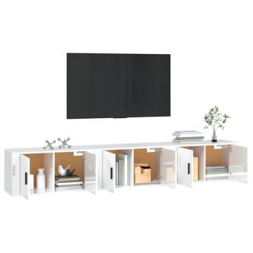 High Gloss White Wall-Mounted TV Cabinets - 3 pcs | HipoMarket