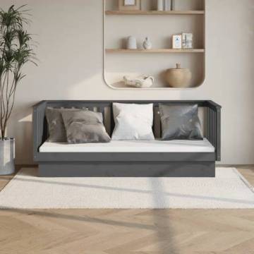 Day Bed Grey 90x190 cm Solid Wood Pine - Versatile & Stylish