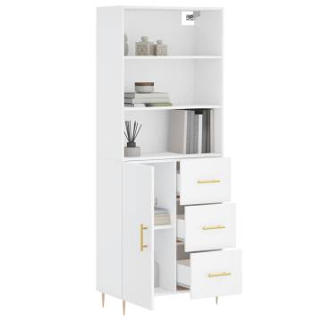 Stylish Highboard White 69.5x34x180 cm - Durable Engineered Wood