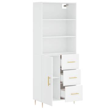 Stylish Highboard White 69.5x34x180 cm - Durable Engineered Wood