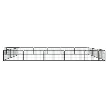 24-Panel Black Dog Playpen | Heavy-Duty Steel 100x50 cm