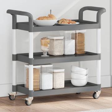 3-Tier Grey Trolley | Durable & Flexible 77x34x72 cm