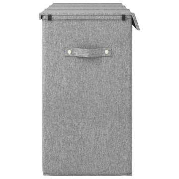 Foldable Laundry Hamper - Grey Faux Linen Fabric | Hipomarket UK