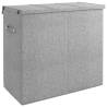 Foldable Laundry Hamper - Grey Faux Linen Fabric | Hipomarket UK